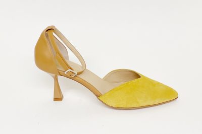 Scollata da donna aperta ai lati in pelle e camoscio tacco 7 cm € 139,90
