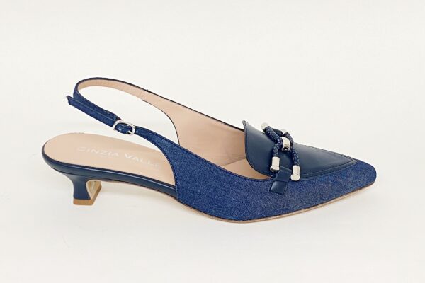 Chanel da donna misure grandi in pelle e tessuto blu tacco 3 cm € 175,00